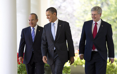 Mexican Pres. Calderon, Obama, Canadian P.M. Harper at the White House