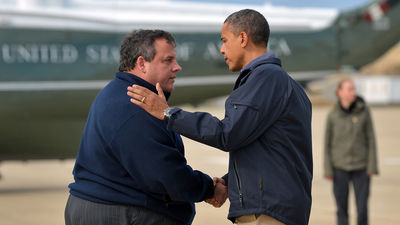 Pres Obama (D) and Gov Christie (R)